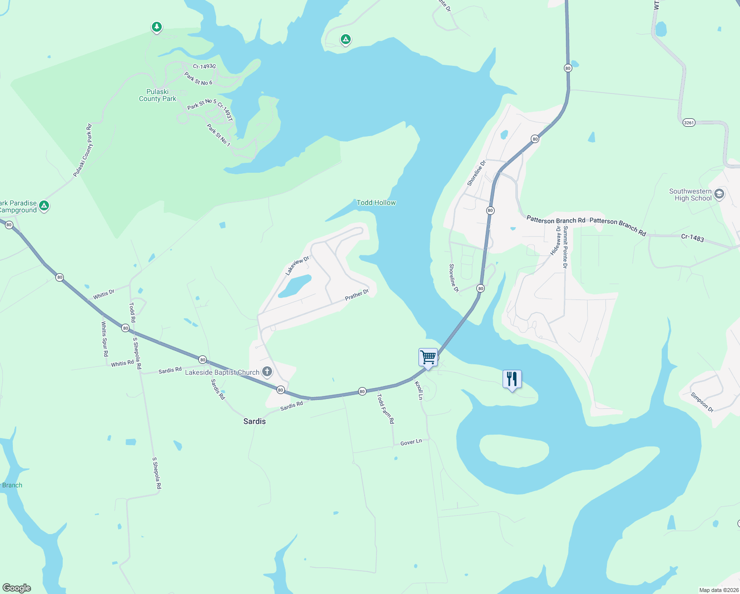 map of restaurants, bars, coffee shops, grocery stores, and more near 760 Prather Drive in Nancy
