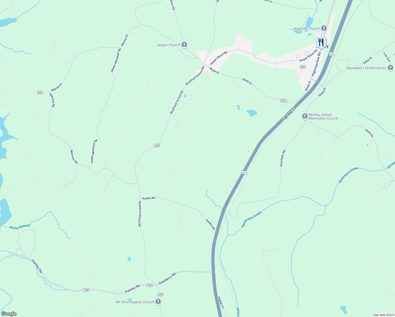 map of restaurants, bars, coffee shops, grocery stores, and more near 12196 Rockford School Road in Gretna