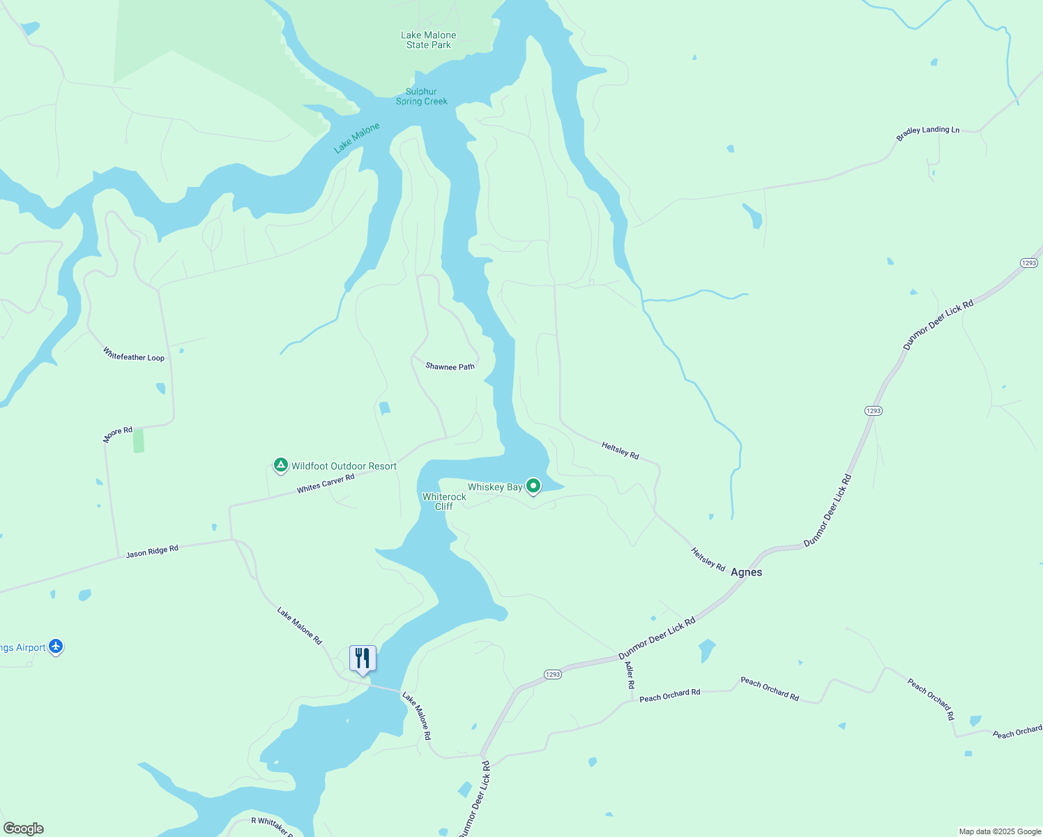 map of restaurants, bars, coffee shops, grocery stores, and more near 341 Lakeside Place in Lewisburg