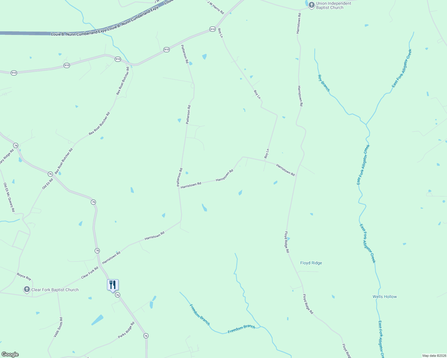 map of restaurants, bars, coffee shops, grocery stores, and more near 1284 Harristown Road in Russell Springs