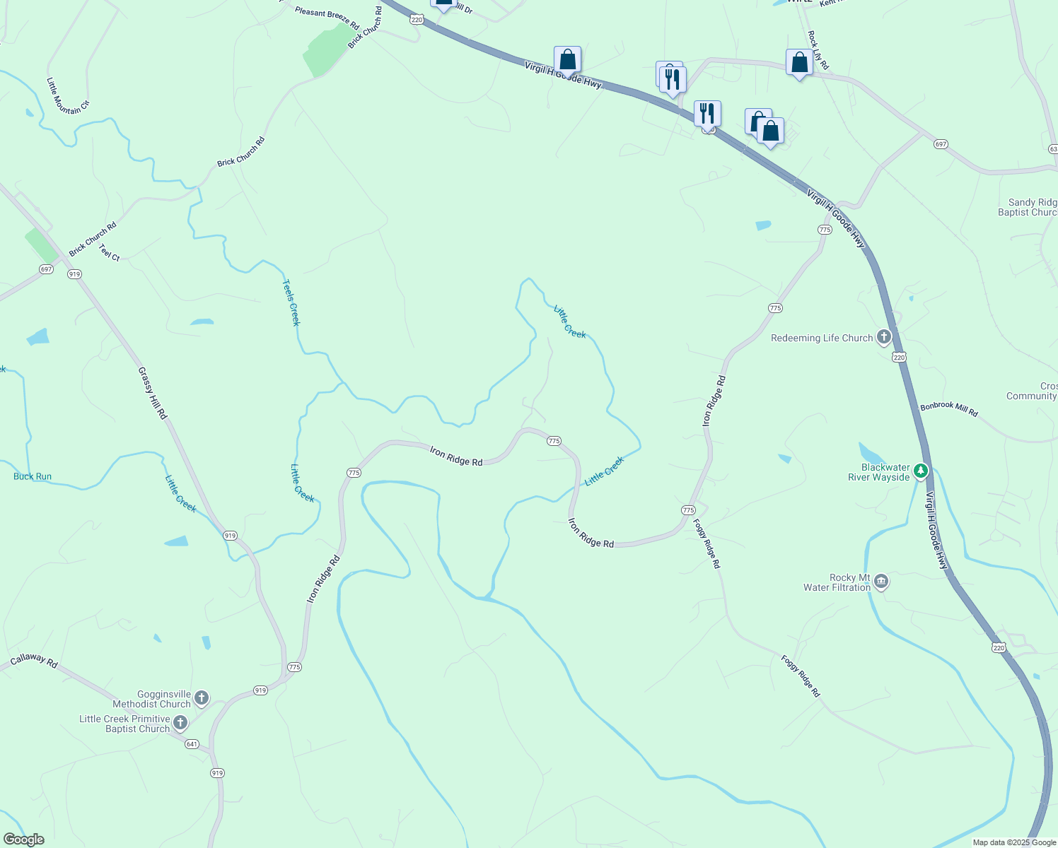 map of restaurants, bars, coffee shops, grocery stores, and more near 30 Hubbard Drive in Rocky Mount