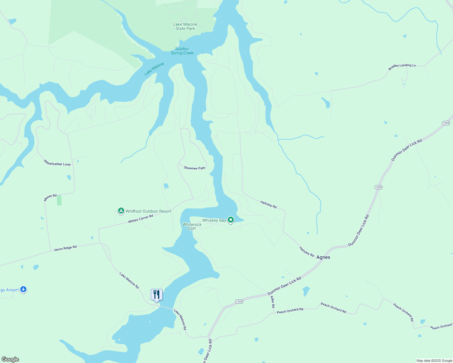 map of restaurants, bars, coffee shops, grocery stores, and more near 341 Lakeside Place in Lewisburg