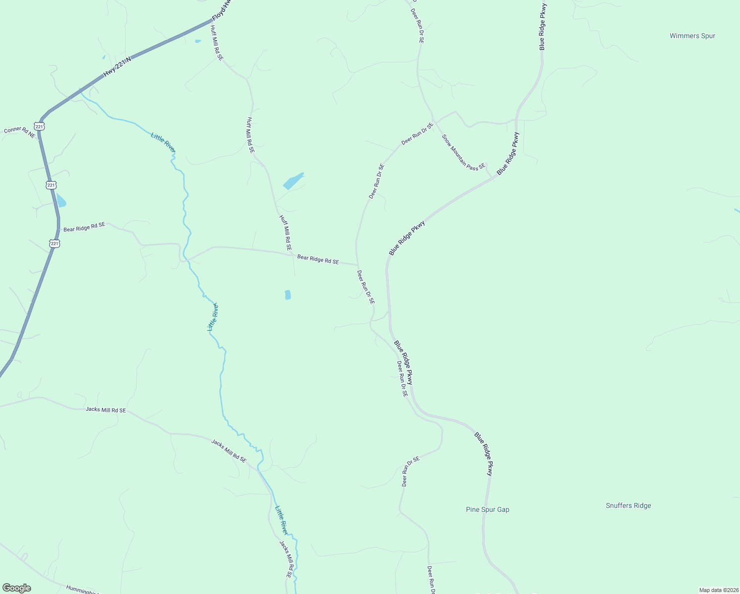 map of restaurants, bars, coffee shops, grocery stores, and more near Deer Run Drive Southeast in Floyd County