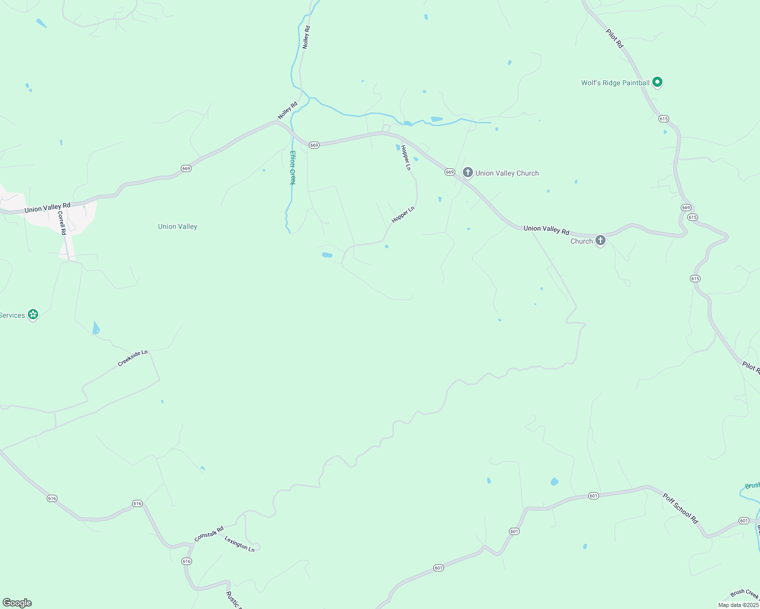 map of restaurants, bars, coffee shops, grocery stores, and more near 4040 Hopper Lane in Riner