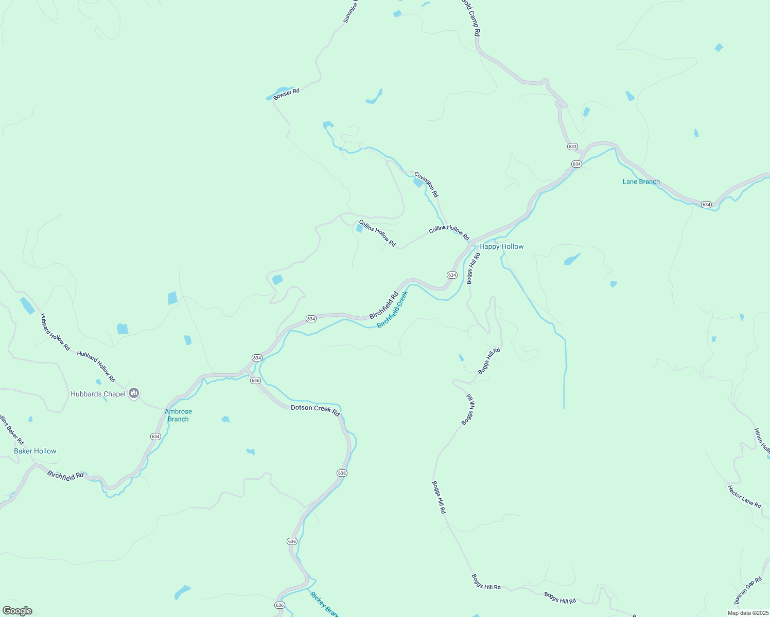 map of restaurants, bars, coffee shops, grocery stores, and more near State Route 634 in Coeburn