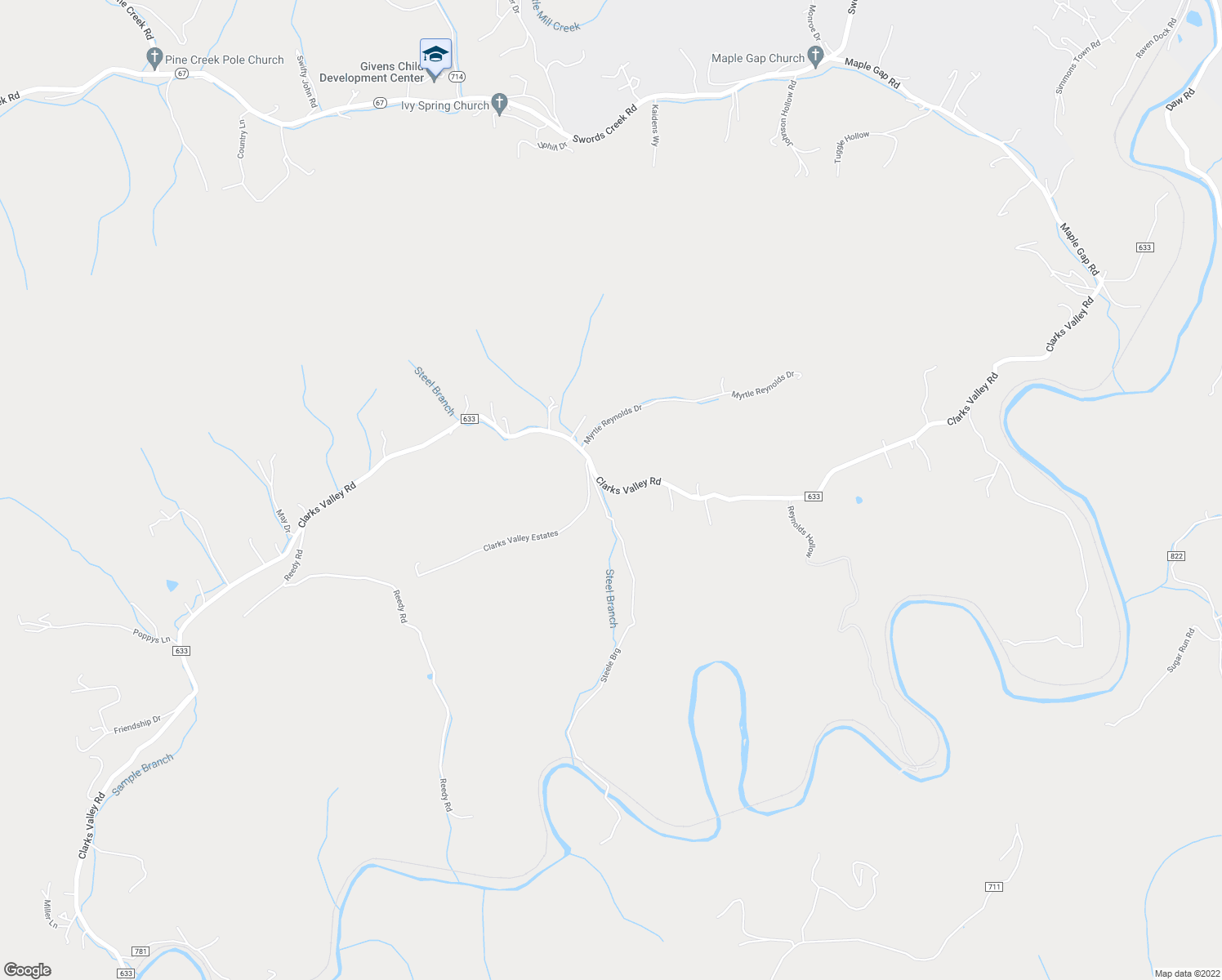 map of restaurants, bars, coffee shops, grocery stores, and more near County Road 633 in Russell County