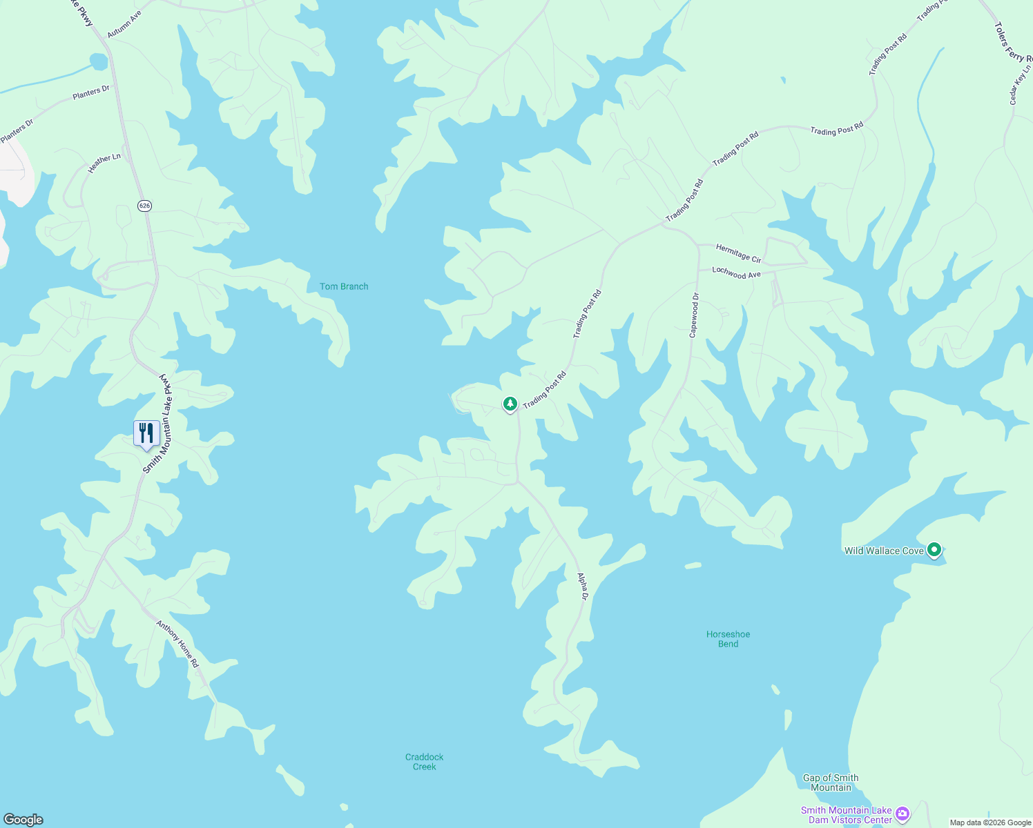 map of restaurants, bars, coffee shops, grocery stores, and more near 3321 Trading Post Road in Bedford