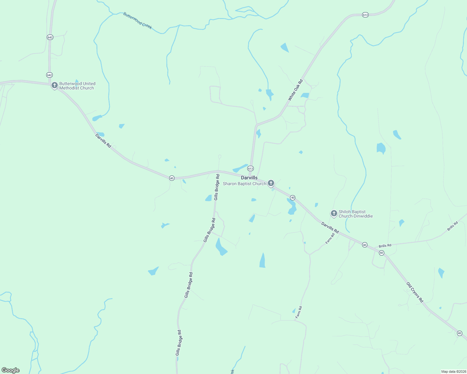 map of restaurants, bars, coffee shops, grocery stores, and more near 3913 Darvills Road in Blackstone