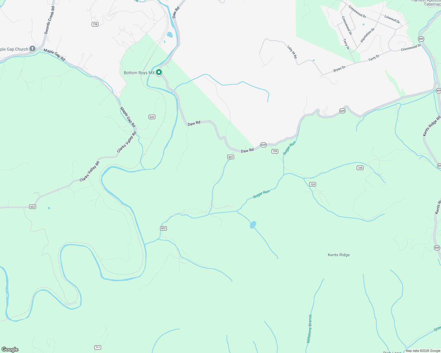 map of restaurants, bars, coffee shops, grocery stores, and more near 60 Sugar Run Road in Cedar Bluff