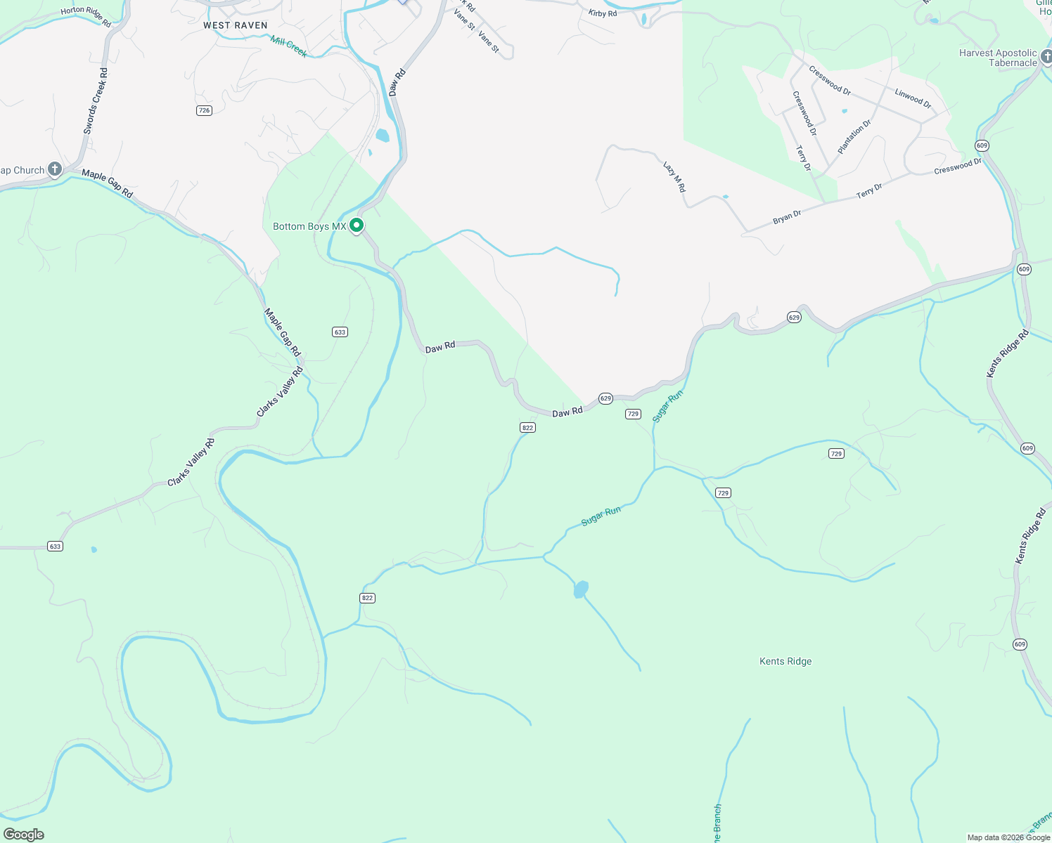map of restaurants, bars, coffee shops, grocery stores, and more near 60 Sugar Run Road in Cedar Bluff