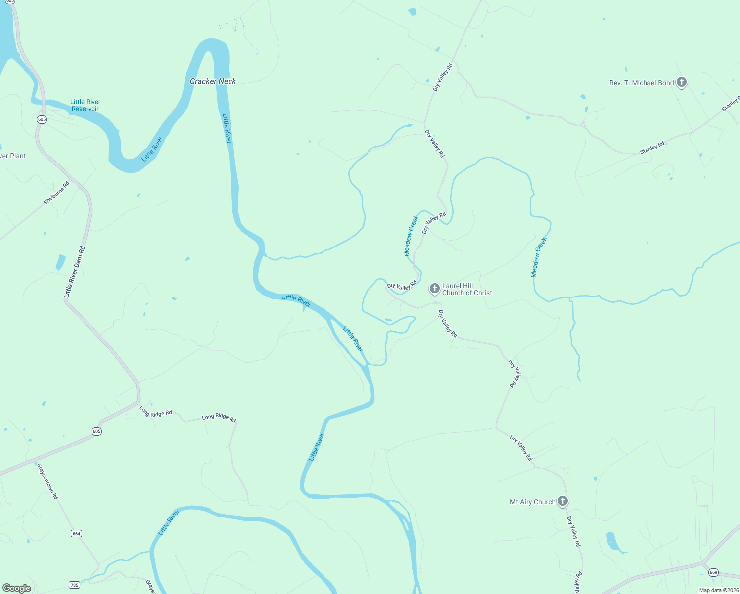 map of restaurants, bars, coffee shops, grocery stores, and more near 3841 Dry Valley Road in Radford