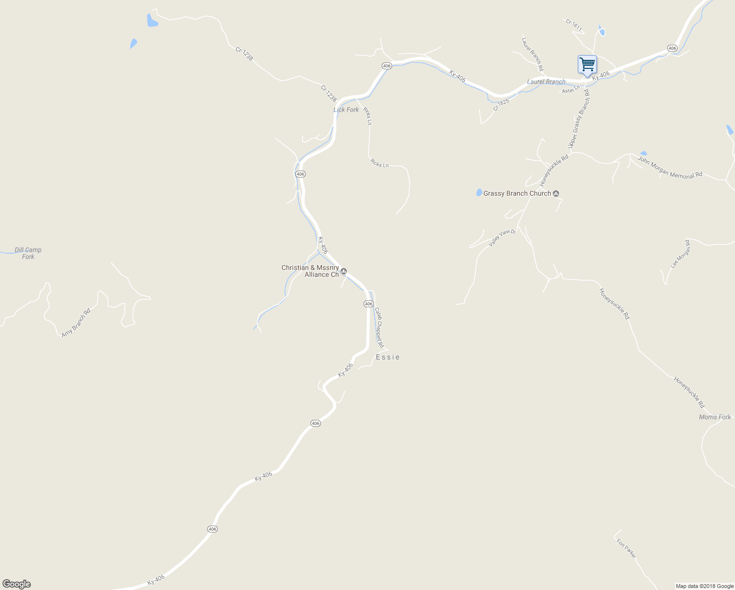 map of restaurants, bars, coffee shops, grocery stores, and more near Ky-406 in Stinnett