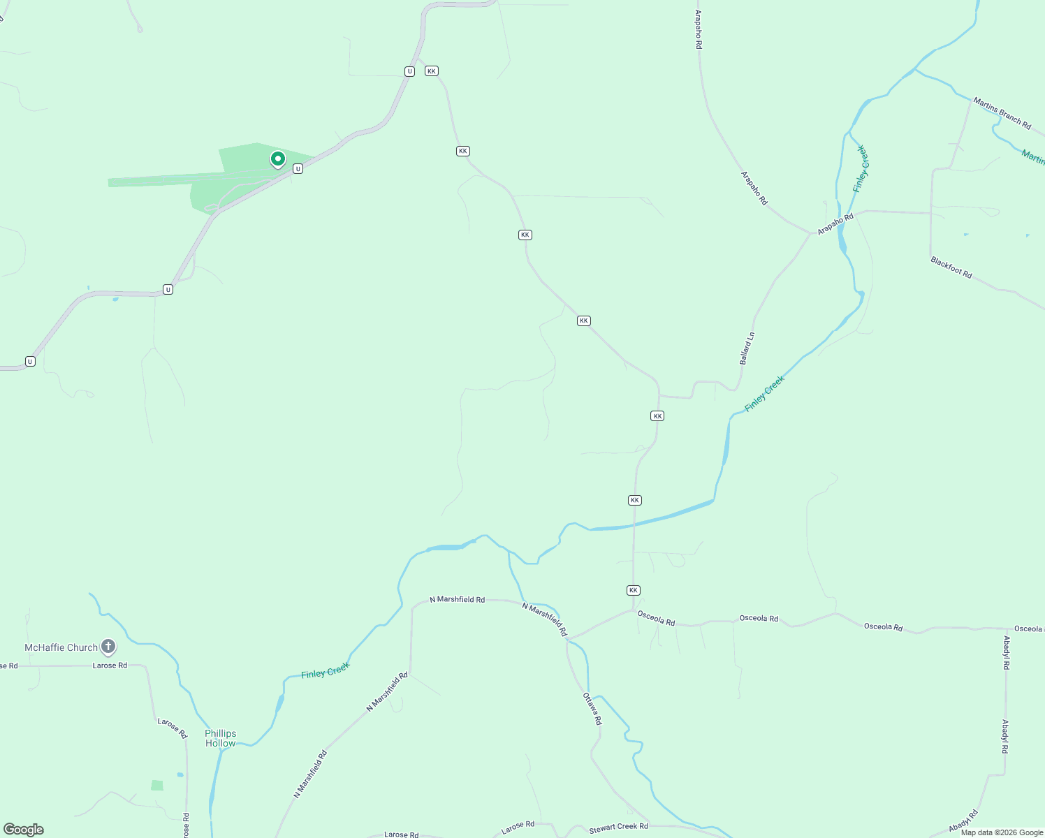 map of restaurants, bars, coffee shops, grocery stores, and more near 370 Choctaw Road in Fordland