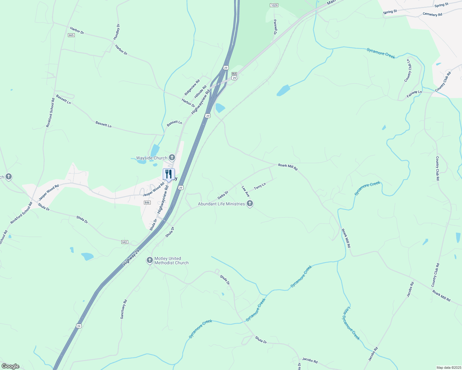 map of restaurants, bars, coffee shops, grocery stores, and more near 701 Delta Drive in Hurt