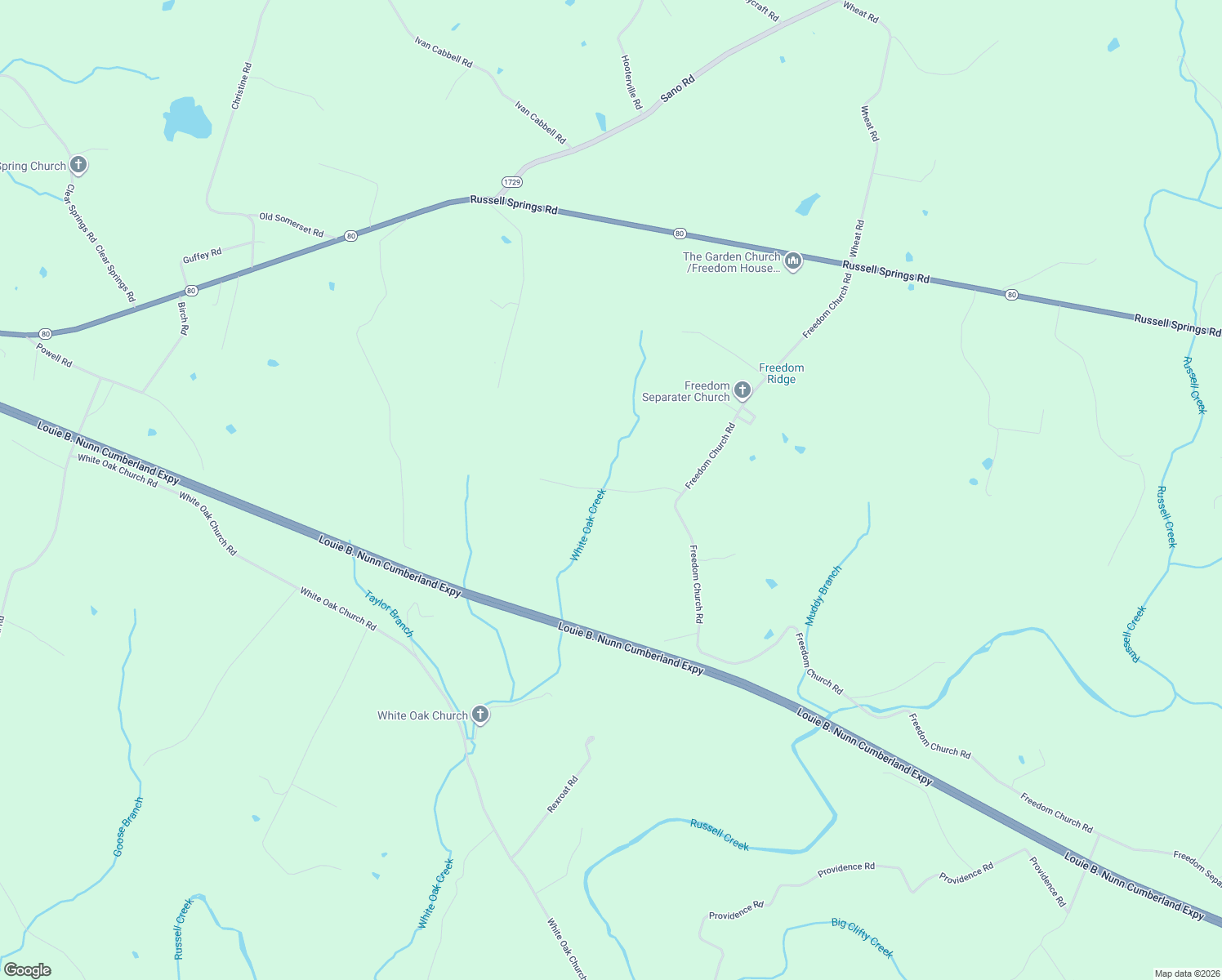 map of restaurants, bars, coffee shops, grocery stores, and more near L Sullivan Road in Adair County
