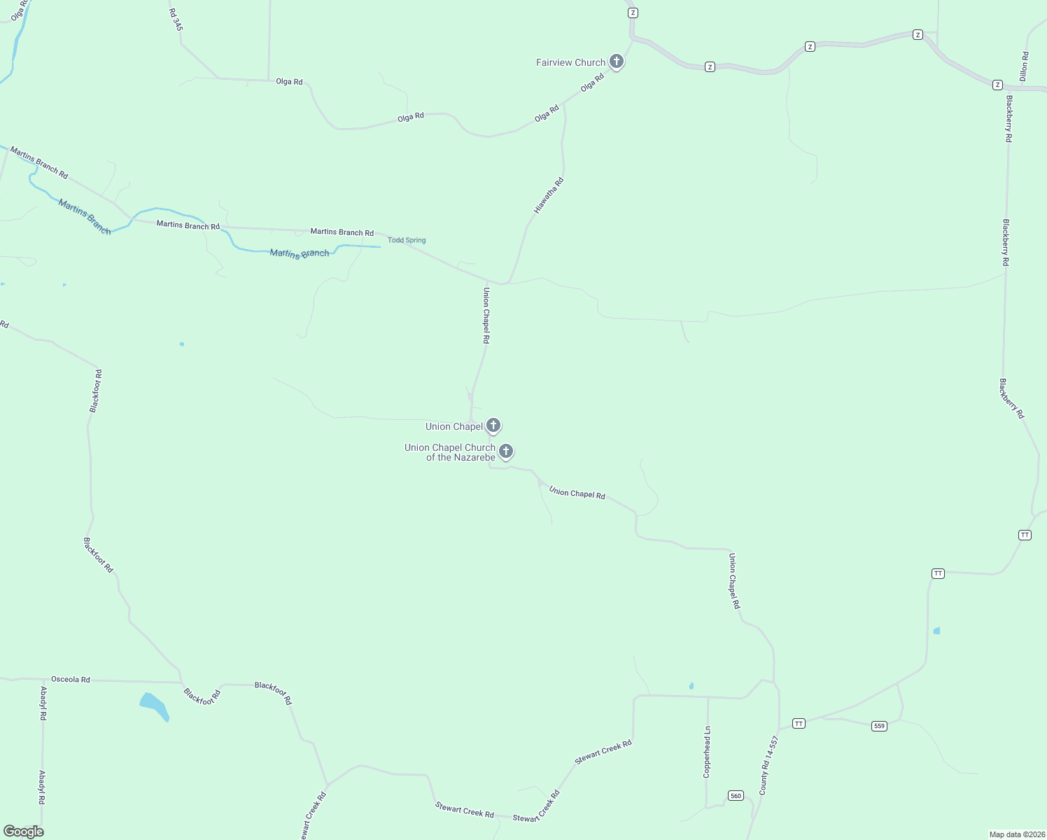 map of restaurants, bars, coffee shops, grocery stores, and more near 440 Union Chapel Road in Fordland