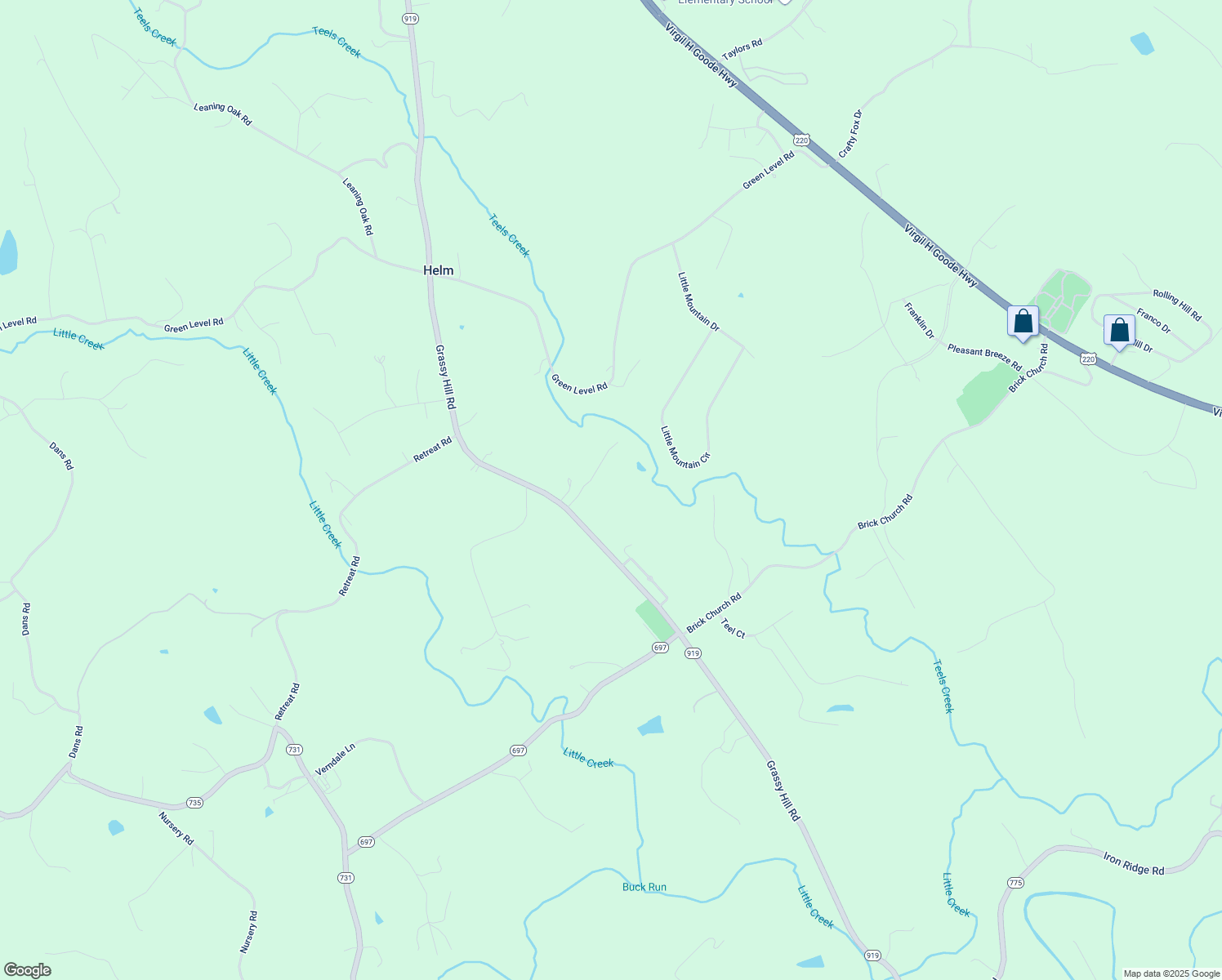 map of restaurants, bars, coffee shops, grocery stores, and more near 110 Windswept Lane in Boones Mill