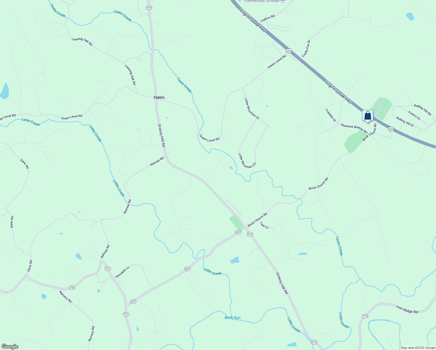 map of restaurants, bars, coffee shops, grocery stores, and more near 110 Windswept Lane in Boones Mill