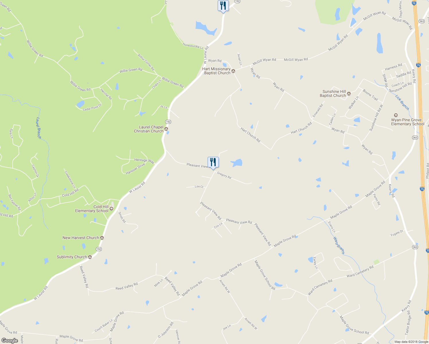 map of restaurants, bars, coffee shops, grocery stores, and more near 552 Pleasant View Road in London