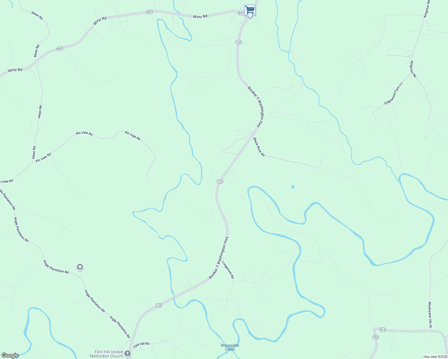 map of restaurants, bars, coffee shops, grocery stores, and more near 4554 Booker T Washington Highway in Rocky Mount