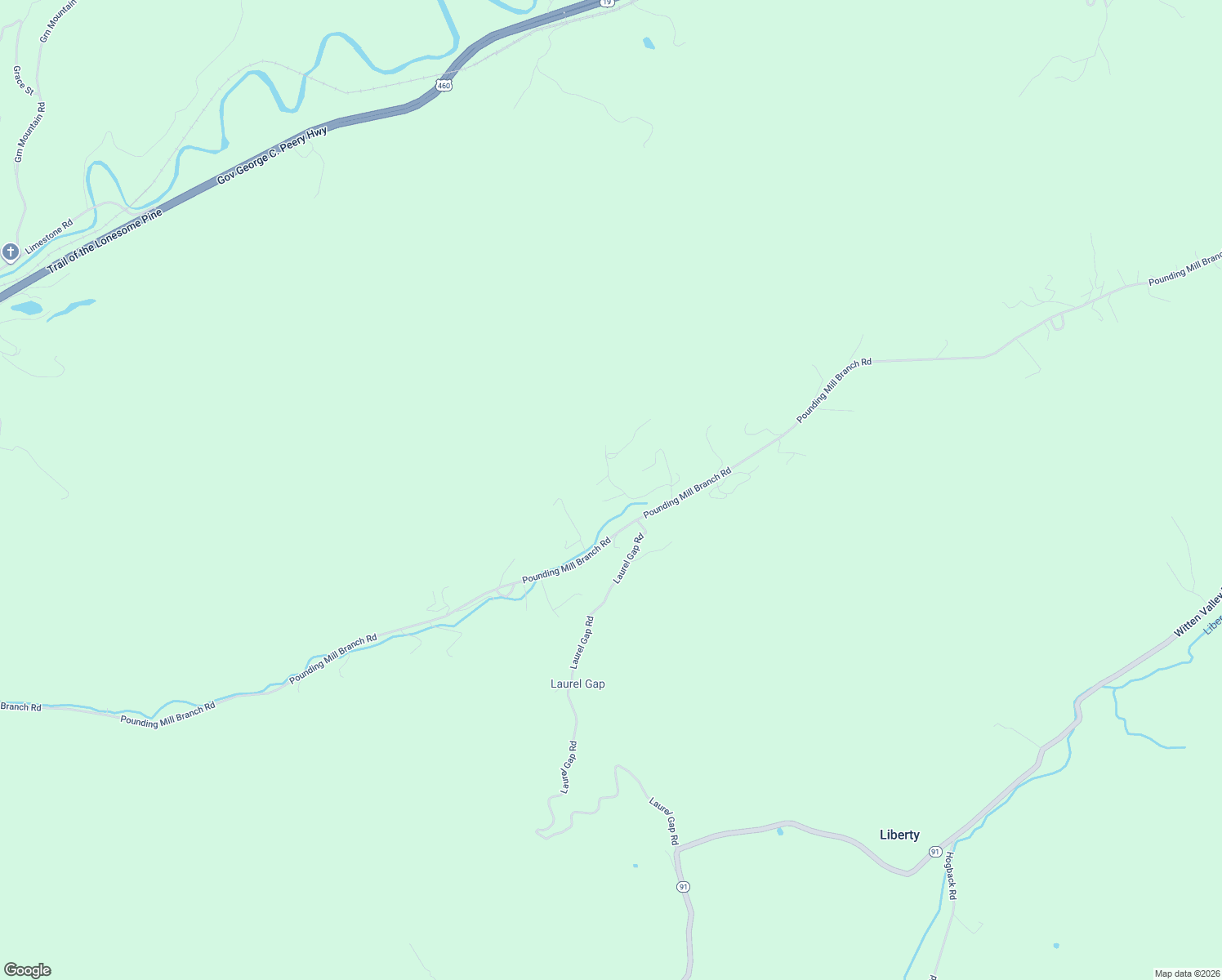 map of restaurants, bars, coffee shops, grocery stores, and more near 325 Hagy Street in Pounding Mill