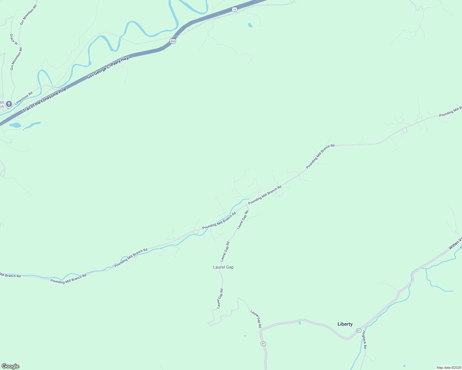 map of restaurants, bars, coffee shops, grocery stores, and more near 325 Hagy Street in Pounding Mill