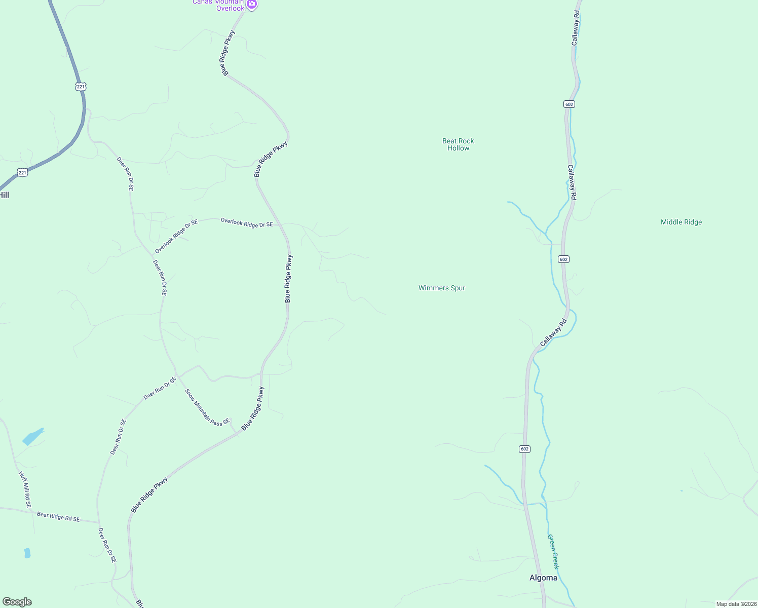 map of restaurants, bars, coffee shops, grocery stores, and more near Lookout Ridge Lane in Callaway