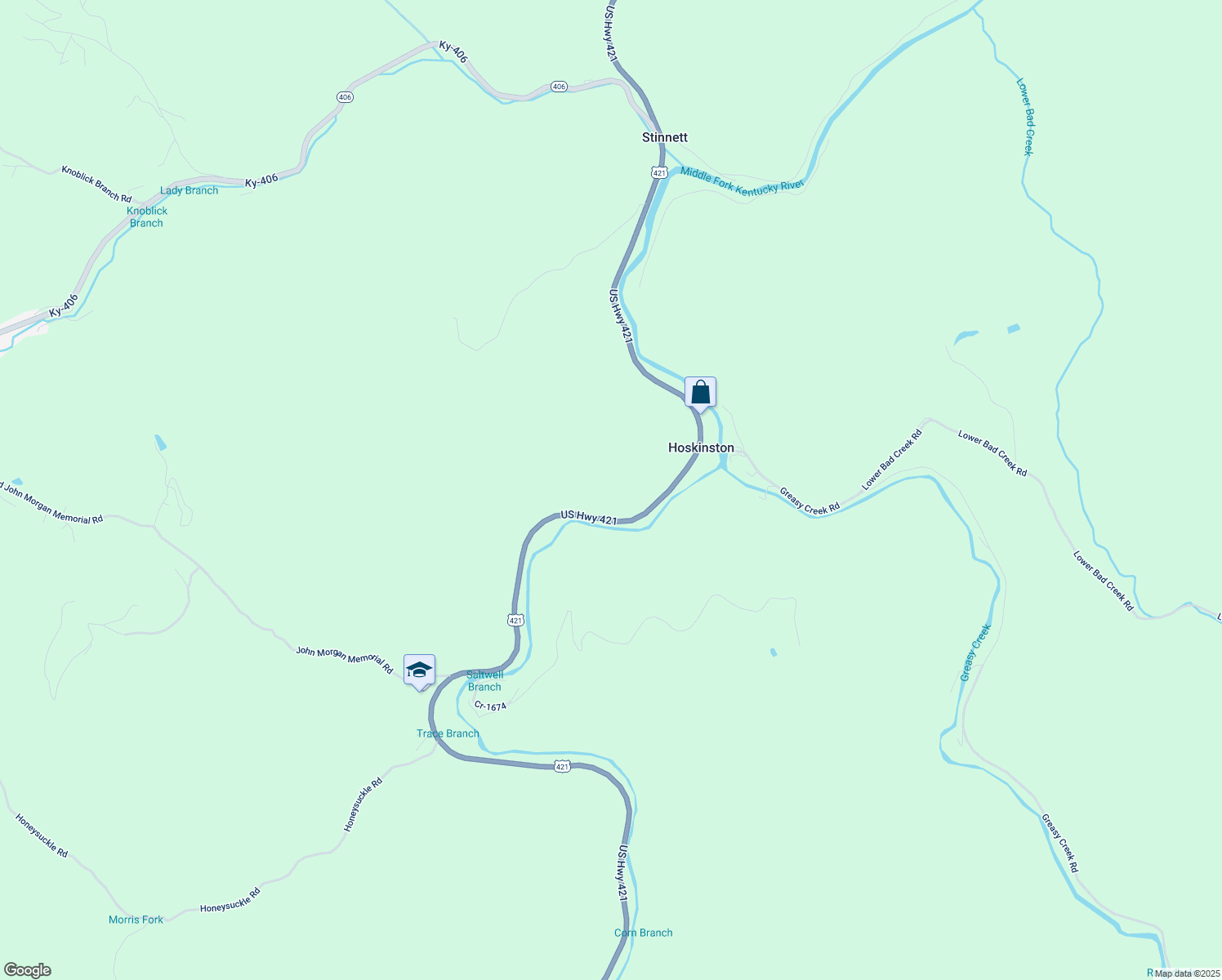 map of restaurants, bars, coffee shops, grocery stores, and more near in Hoskinston