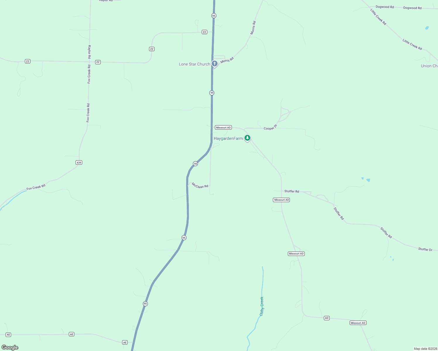 map of restaurants, bars, coffee shops, grocery stores, and more near 844 McClean Road in Mountain Grove