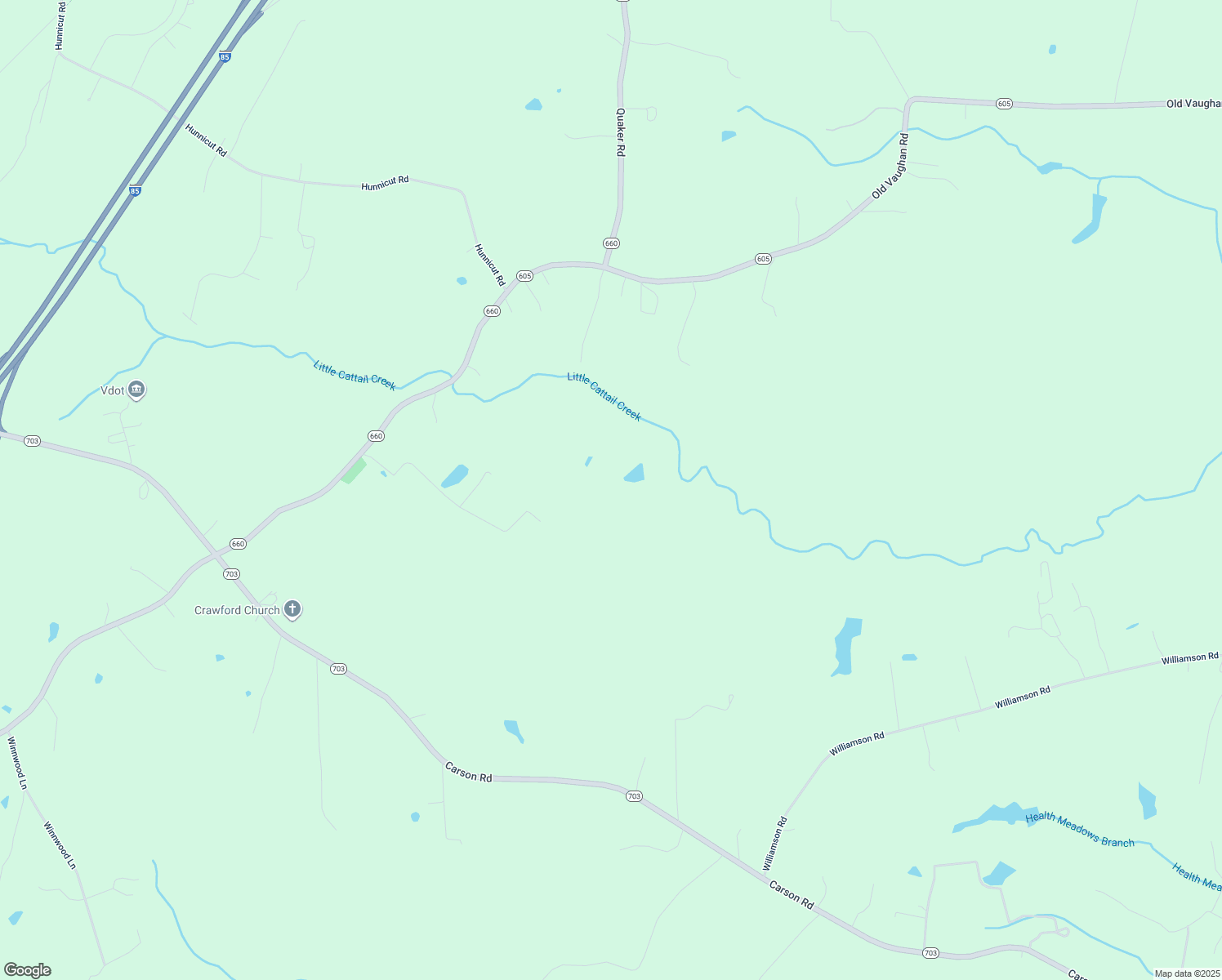 map of restaurants, bars, coffee shops, grocery stores, and more near 21813 Old Vaughan Road in Dinwiddie