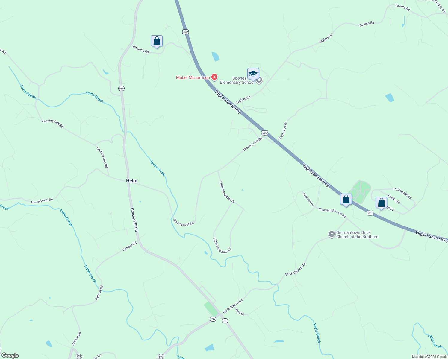 map of restaurants, bars, coffee shops, grocery stores, and more near 100-170 Little Mountain Dr in Rocky Mt