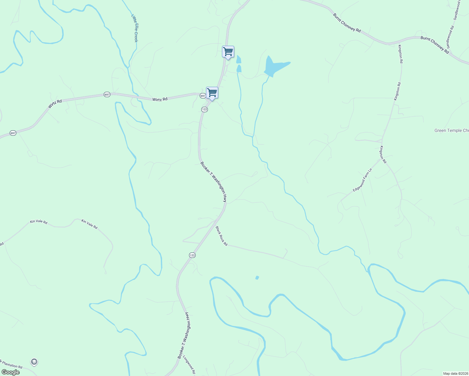 map of restaurants, bars, coffee shops, grocery stores, and more near 5208 Booker T Washington Highway in Rocky Mount