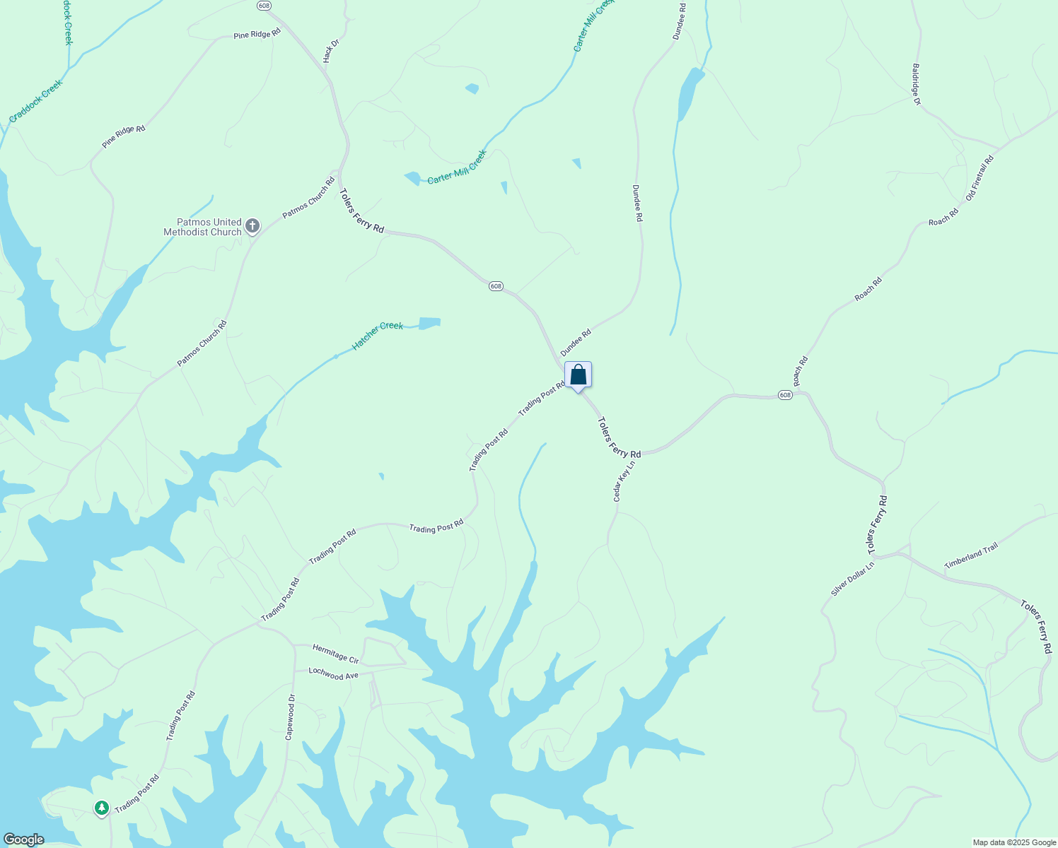 map of restaurants, bars, coffee shops, grocery stores, and more near 1208 Trading Post Road in Huddleston