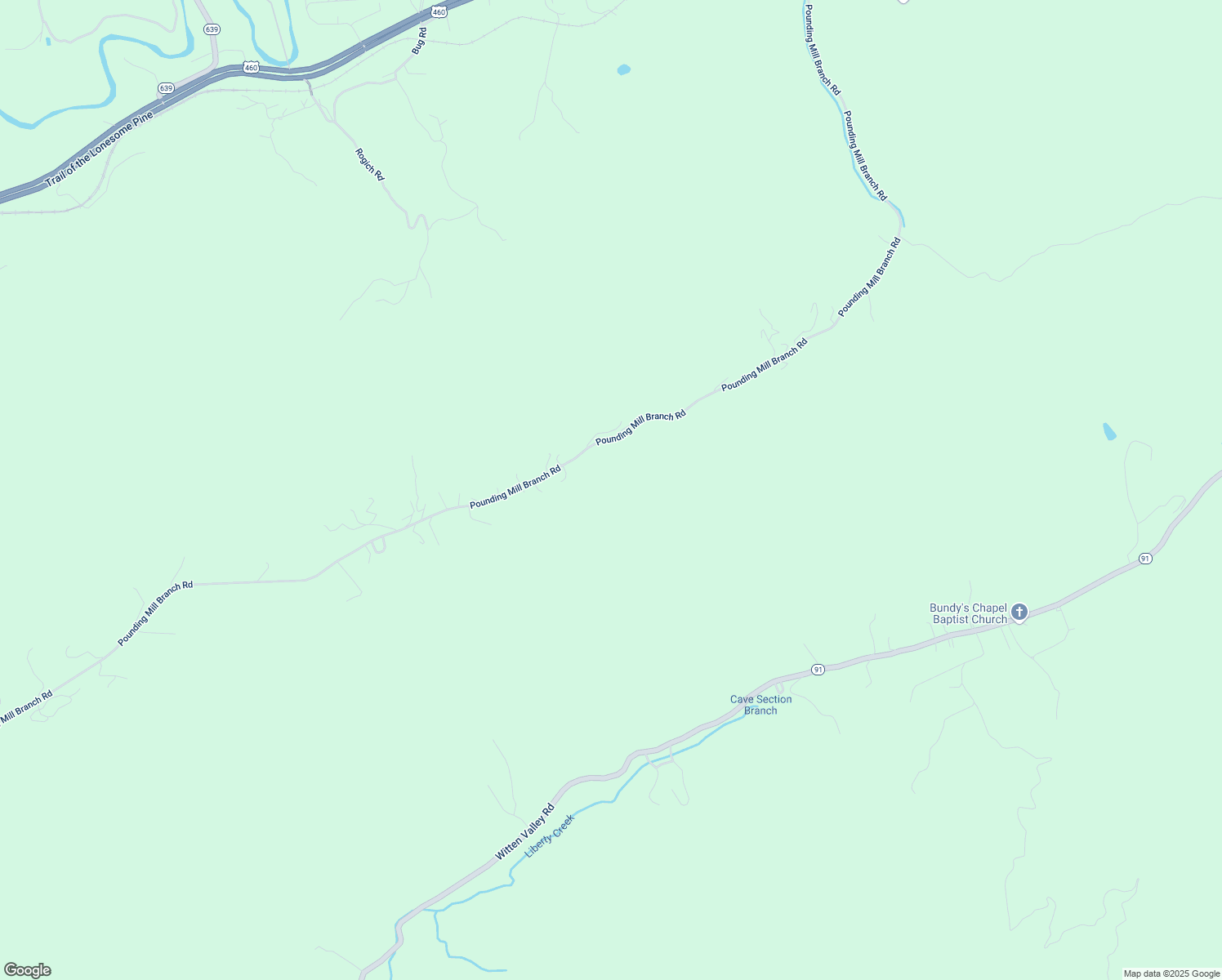 map of restaurants, bars, coffee shops, grocery stores, and more near 4949 Pounding Mill Branch Road in Pounding Mill