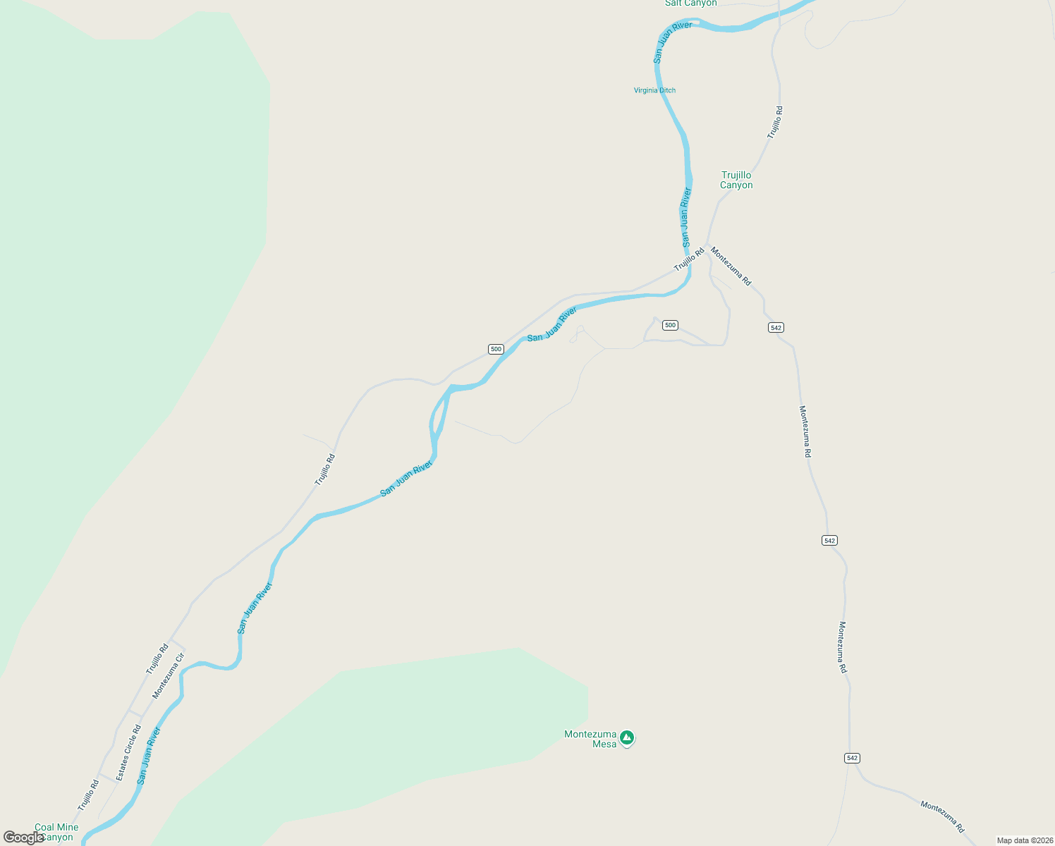 map of restaurants, bars, coffee shops, grocery stores, and more near 14450 County Road 500 in Pagosa Springs