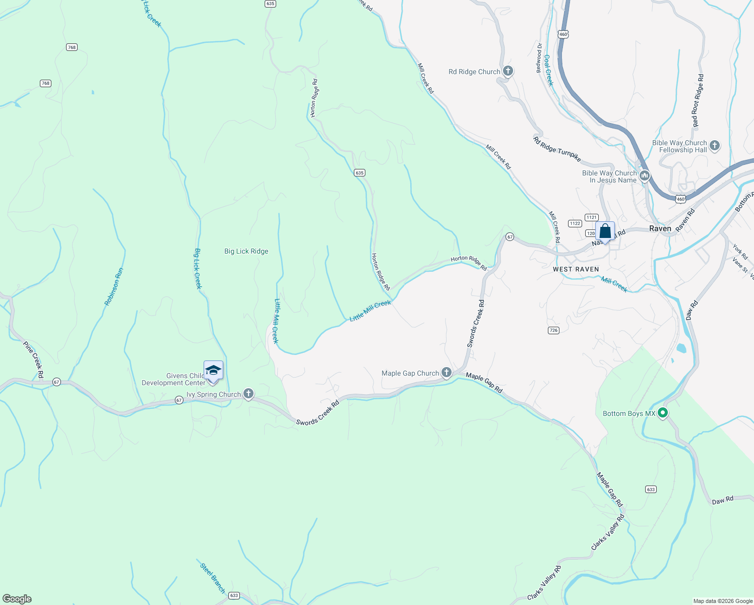 map of restaurants, bars, coffee shops, grocery stores, and more near Rabbit Hollow Road in Russell County