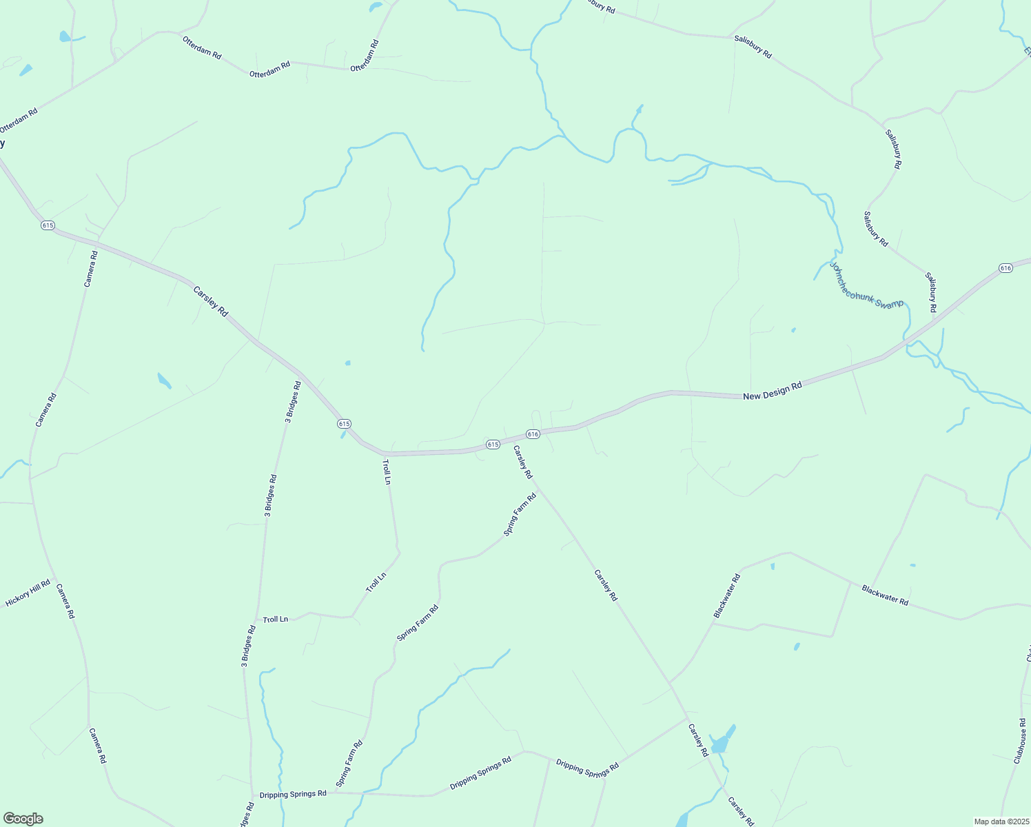 map of restaurants, bars, coffee shops, grocery stores, and more near 53 New Design Road in Dendron