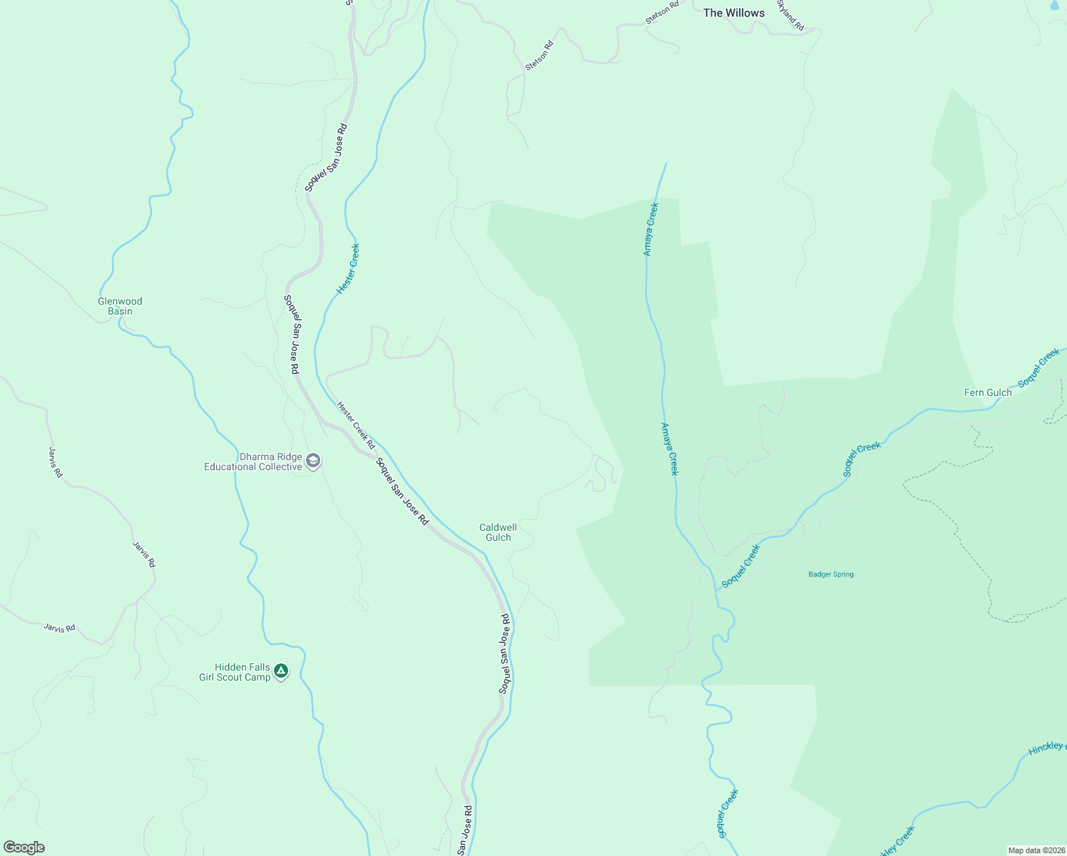 map of restaurants, bars, coffee shops, grocery stores, and more near 1385 Amaya Ridge Road in Soquel
