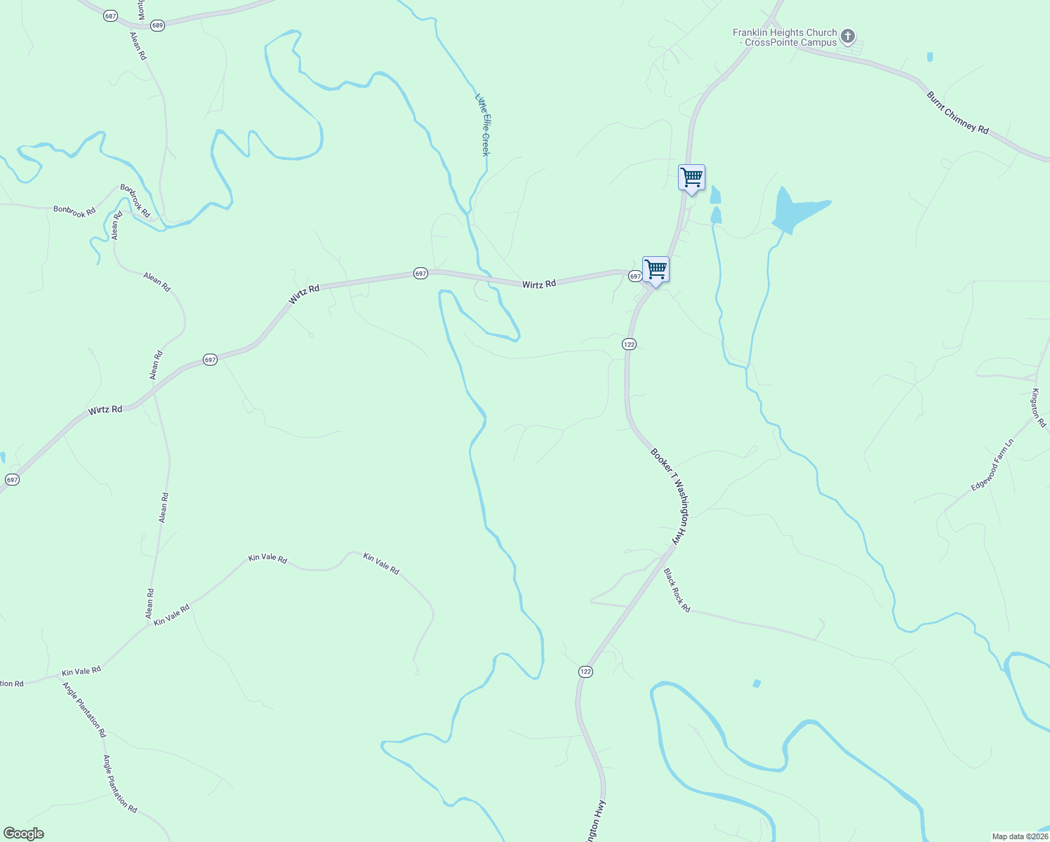 map of restaurants, bars, coffee shops, grocery stores, and more near 510 Freedom Lane in Wirtz