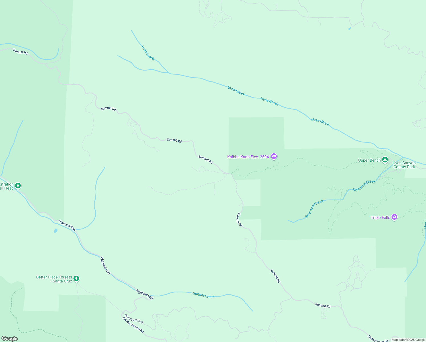 map of restaurants, bars, coffee shops, grocery stores, and more near Silverline Road in Santa Cruz County