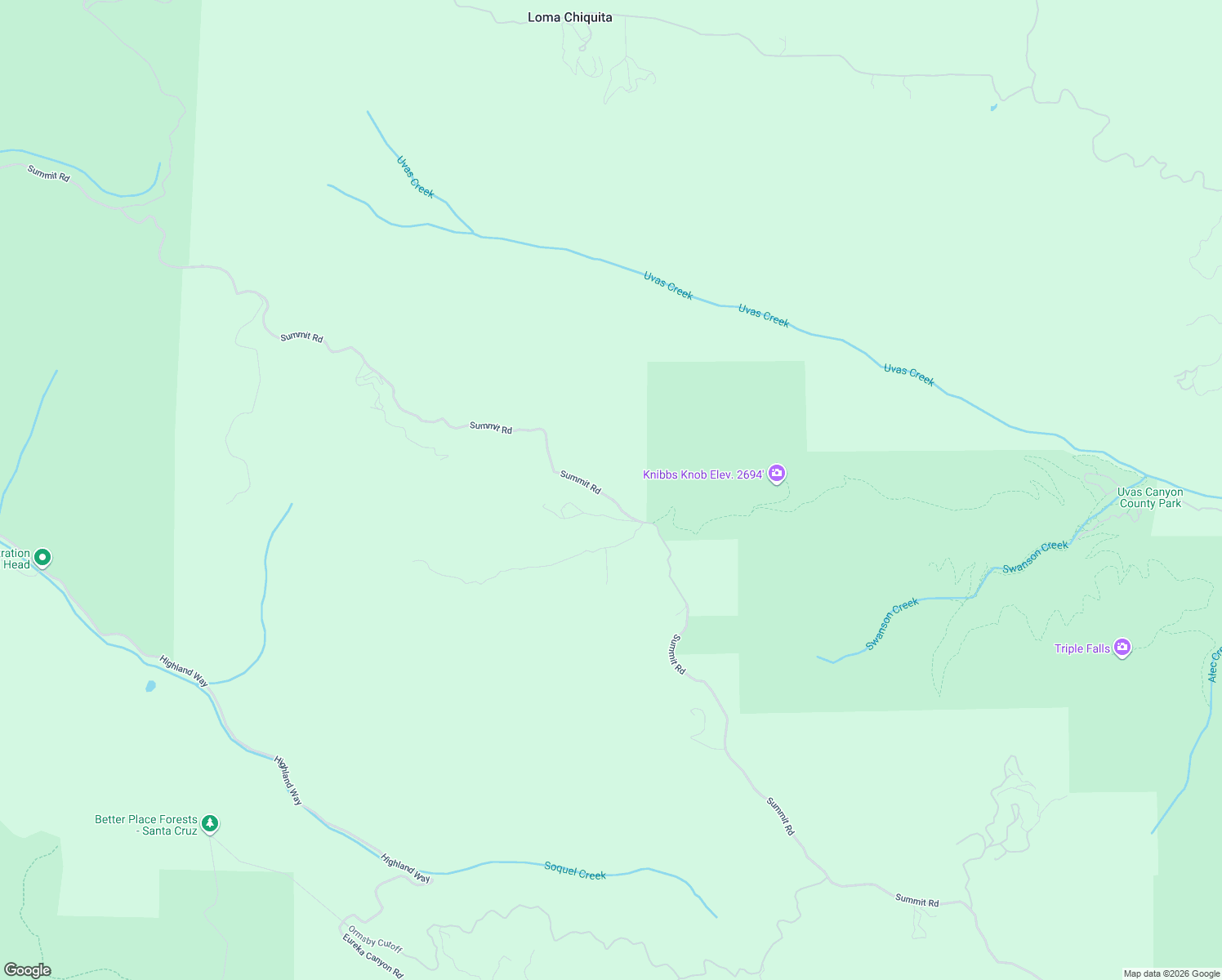map of restaurants, bars, coffee shops, grocery stores, and more near 31458 Summit Road in Los Gatos