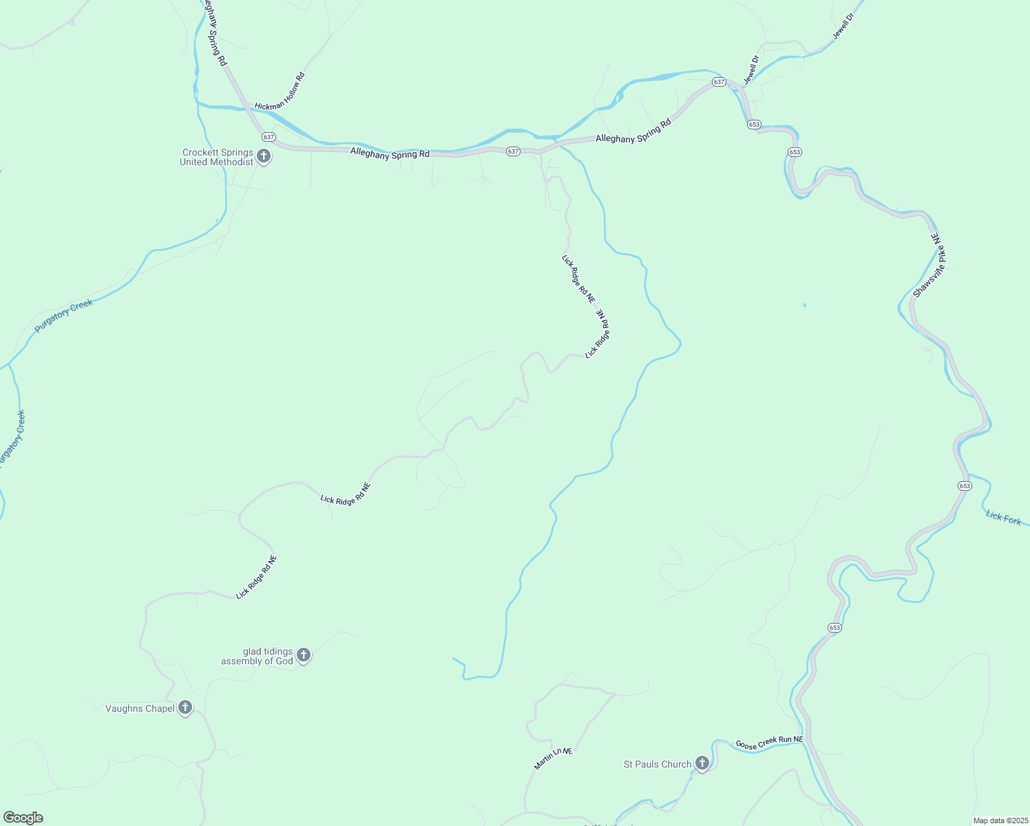 map of restaurants, bars, coffee shops, grocery stores, and more near 2631 Lick Ridge Road Northeast in Check