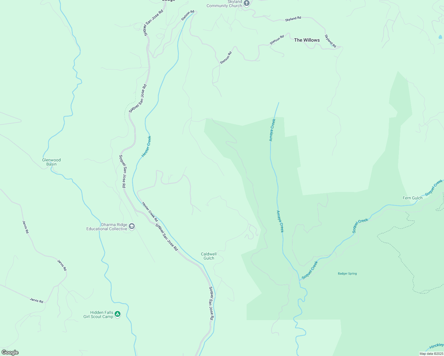 map of restaurants, bars, coffee shops, grocery stores, and more near 16044 Robinwood Lane in Los Gatos
