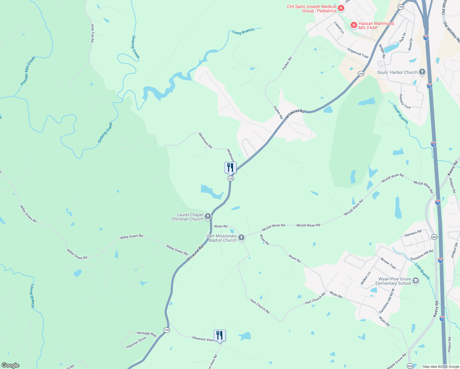map of restaurants, bars, coffee shops, grocery stores, and more near 940 West Laurel Road in London