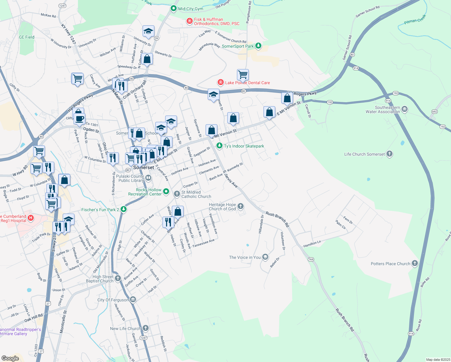 map of restaurants, bars, coffee shops, grocery stores, and more near 5 Edgewood Dr in Somerset