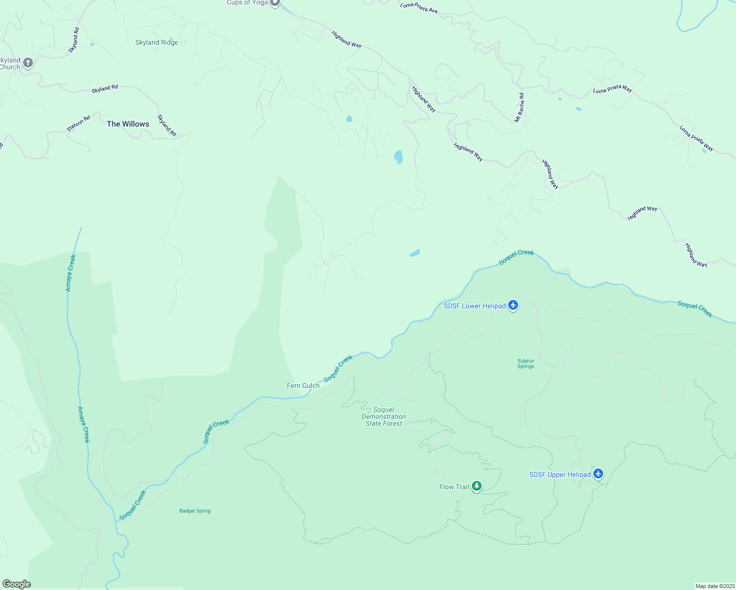 map of restaurants, bars, coffee shops, grocery stores, and more near 25373 Spanish Ranch Road in Los Gatos