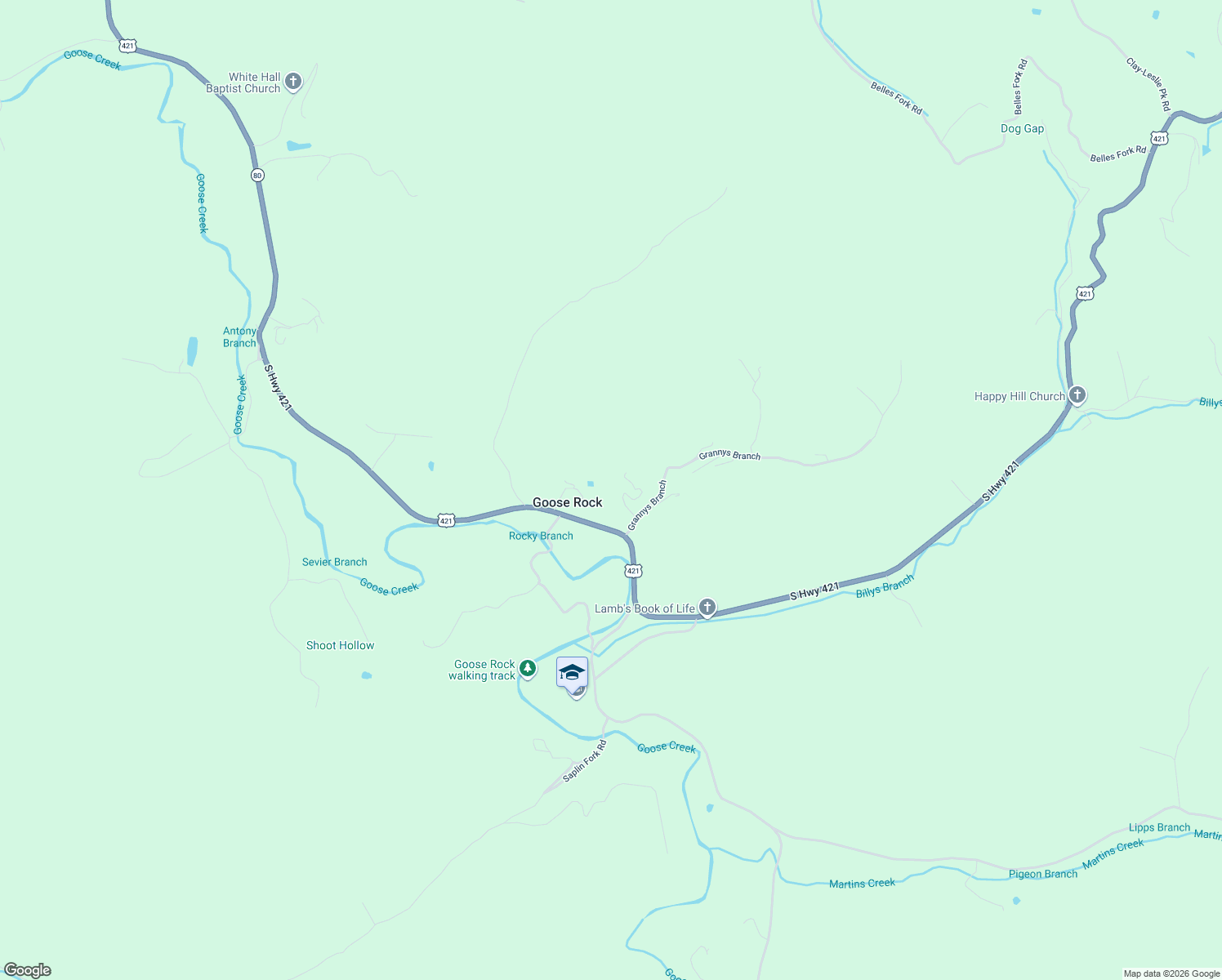 map of restaurants, bars, coffee shops, grocery stores, and more near U.S. 421 in Manchester
