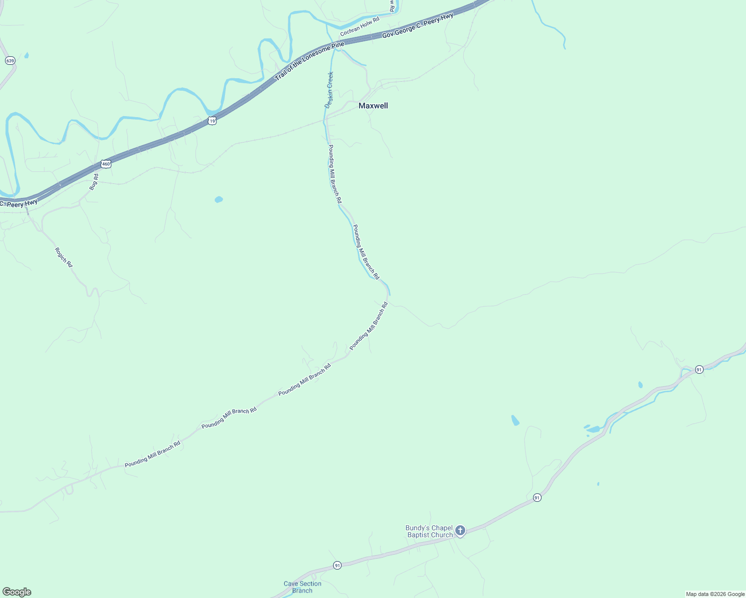 map of restaurants, bars, coffee shops, grocery stores, and more near 6155 Pounding Mill Branch Road in Pounding Mill