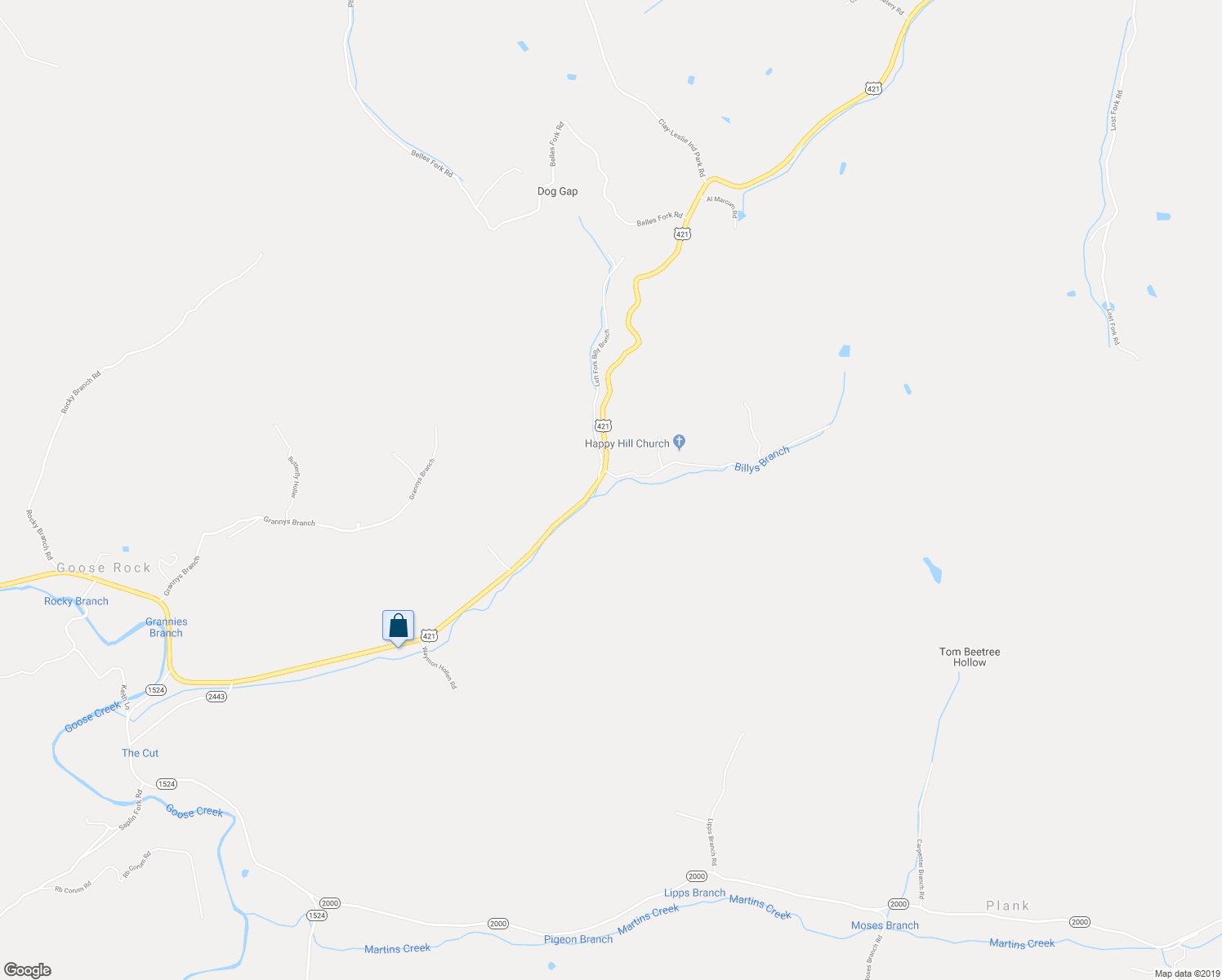 map of restaurants, bars, coffee shops, grocery stores, and more near 26 Right Fork Bolts Branch Road in Big Creek