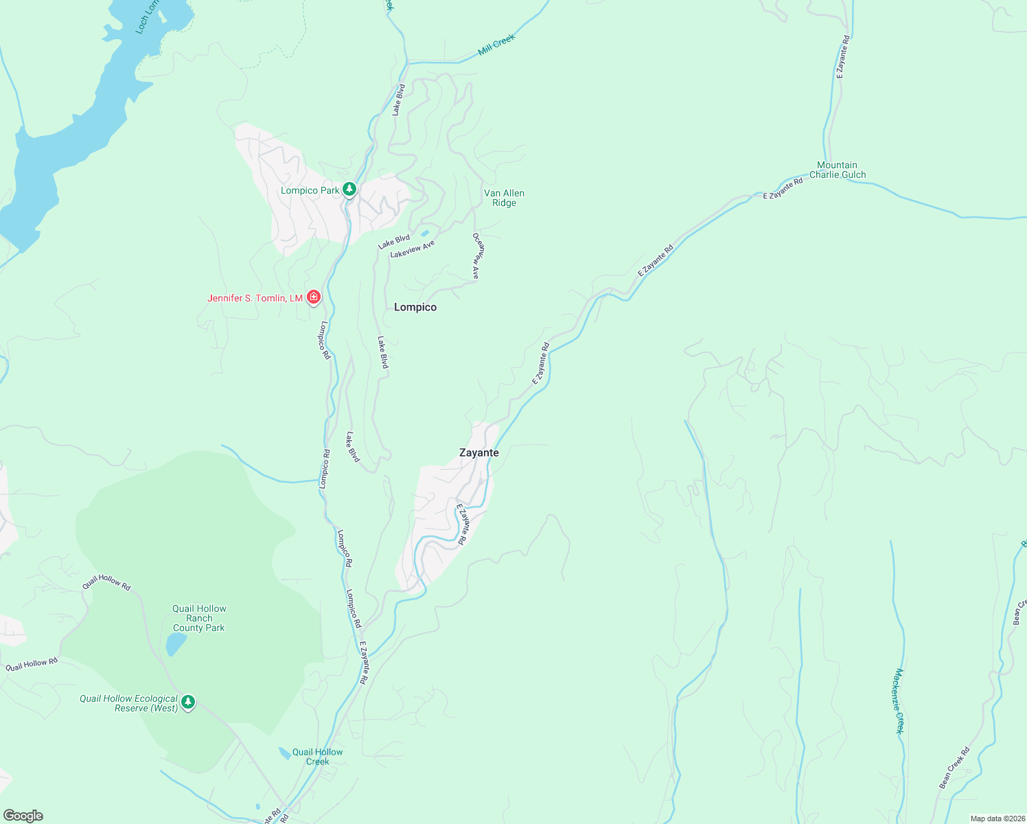 map of restaurants, bars, coffee shops, grocery stores, and more near 10158 East Zayante Road in Felton